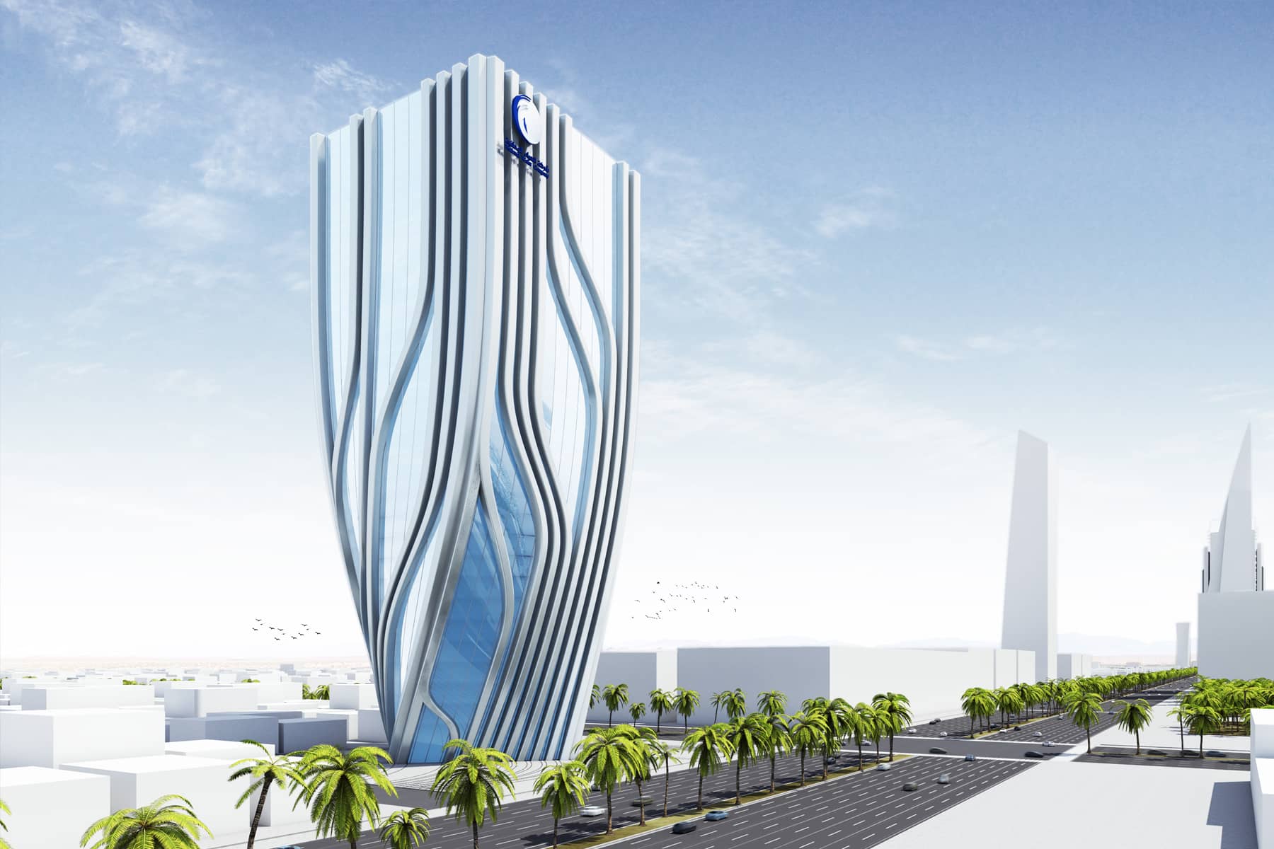 National Water Company Tower, en Riyadh, su fachada convertida en elementos parametrizados obteniendo un diseño único fuera de lo común.