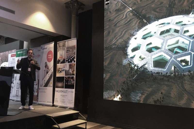 Eduardo Gutierrez, co-founder of ON-A, presented a collection of projects at the event organized by Grupo Via where the future of architecture of the main offices in Barcelona was exhibited.