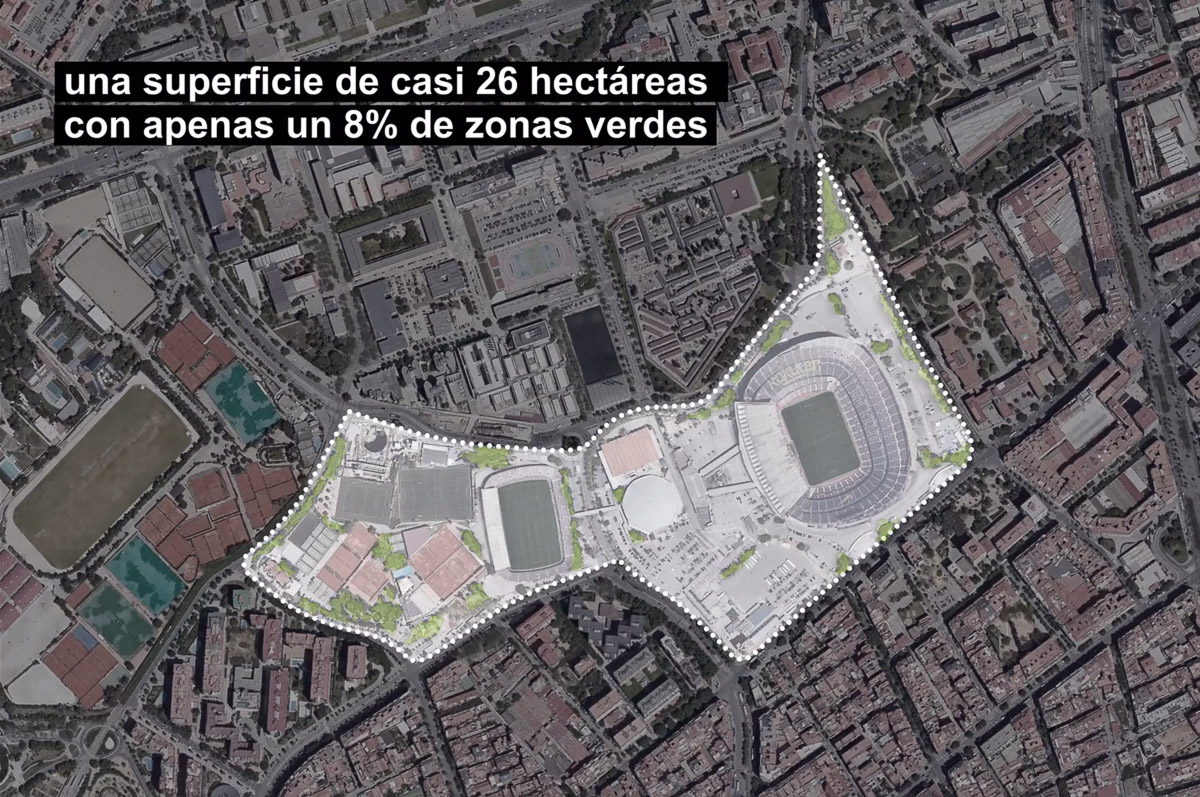 Convertir el Camp Nou en un parque es la propuesta para la ciudad de Barcelona y utilizar la bioarquitectura como estrategia de renaturalizacion.