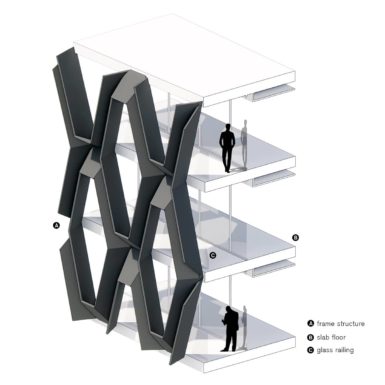 Realizado gracias a la arquitectura paramétrica, el edificio Smart Mesh experimenta nuevas formas arquitectónicas, creando espacios únicos.