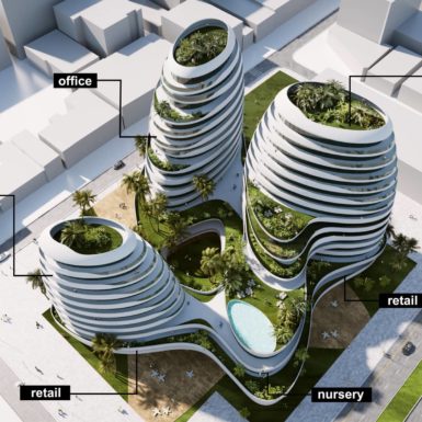 Urban Oasis es un edificio de usos mixtos situado en Argelia, en el que los focos principales son la sostenibilidad y los elementos naturales unidos a la tecnología.
